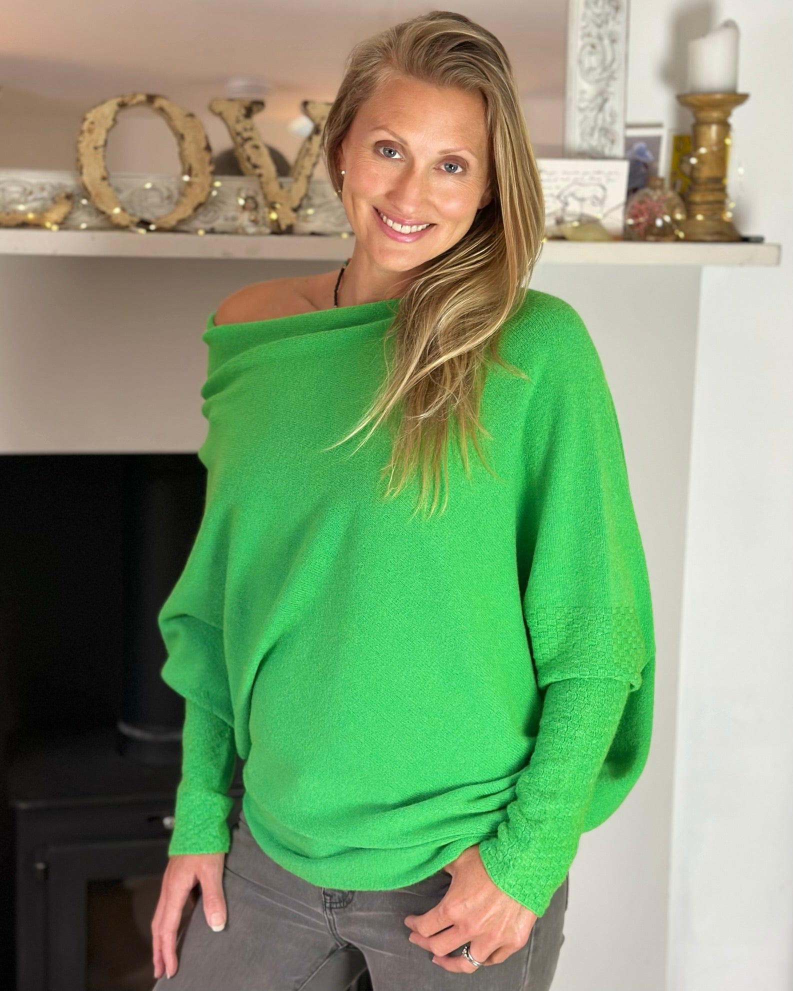 clothing Soft Knit Asymmetrical Jumper - Apple Green