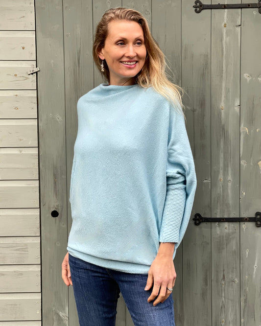 clothing Soft Knit Asymmetrical Jumper - Aqua Blue