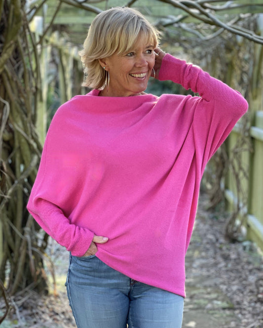 Soft Knit Asymmetric Jumpers LavenderLime