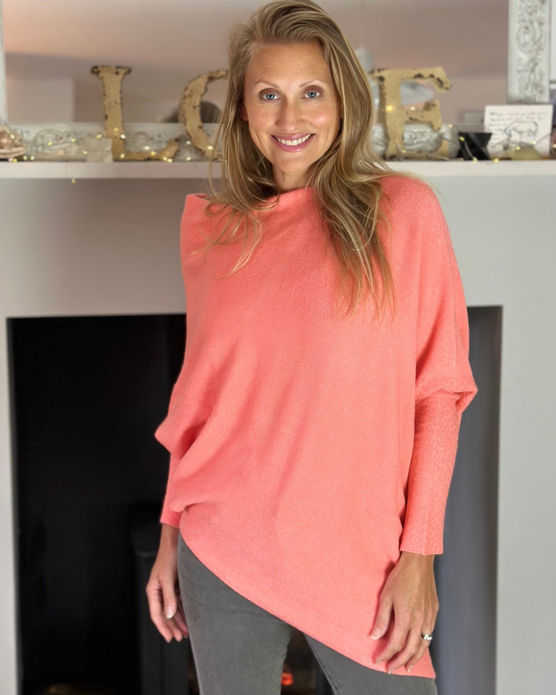 clothing Soft Knit Asymmetrical Jumper - Soft Coral