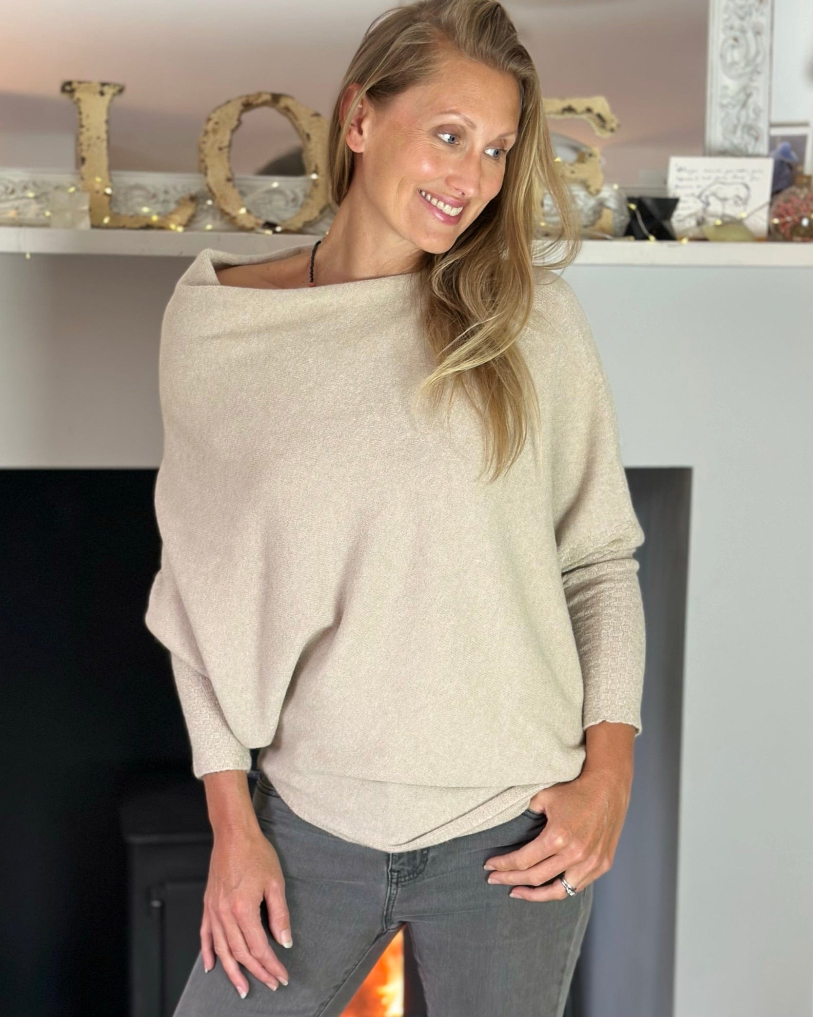 clothing Soft Knit Asymmetrical Jumper - Stone