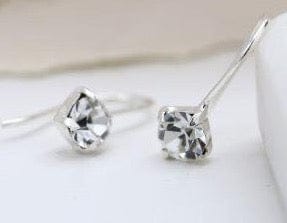 jewellery Sterling Silver Crystal Drop Earrings