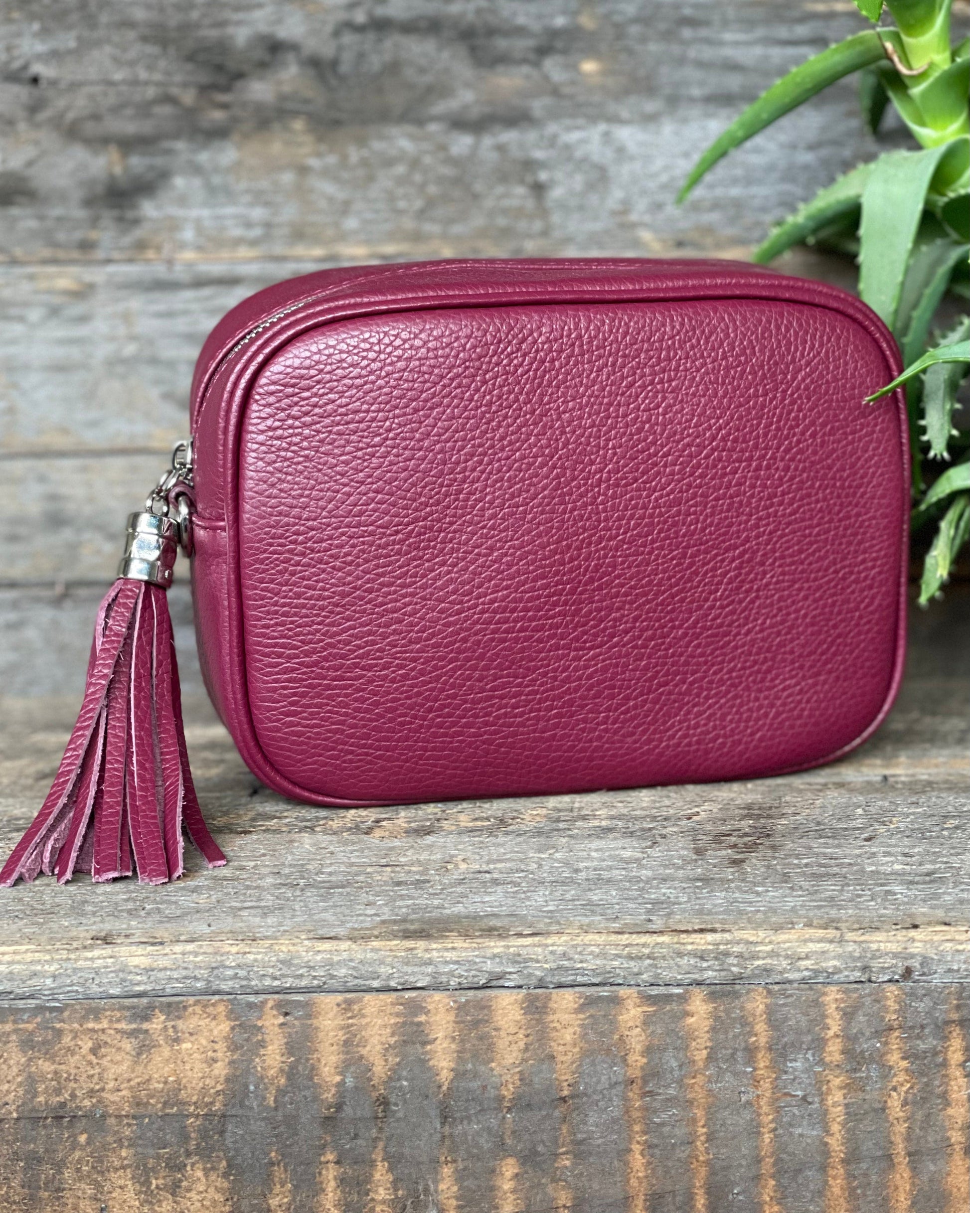 Leather Tassel Bag Leather Tassel Bag - Burgundy With Silver Finishings