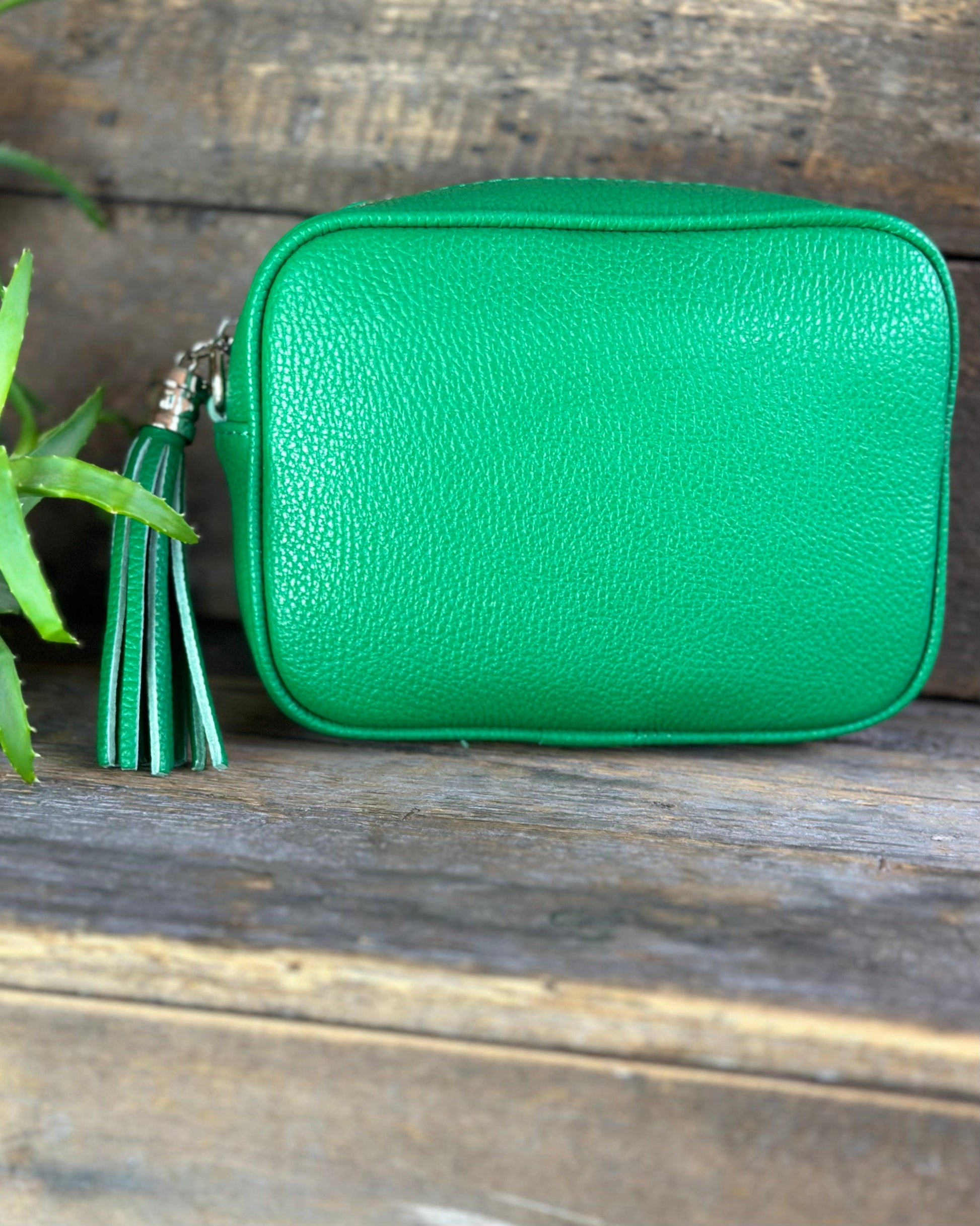 Leather Tassel Bag Leather Tassel Bag - Emerald Green With Silver Finishings