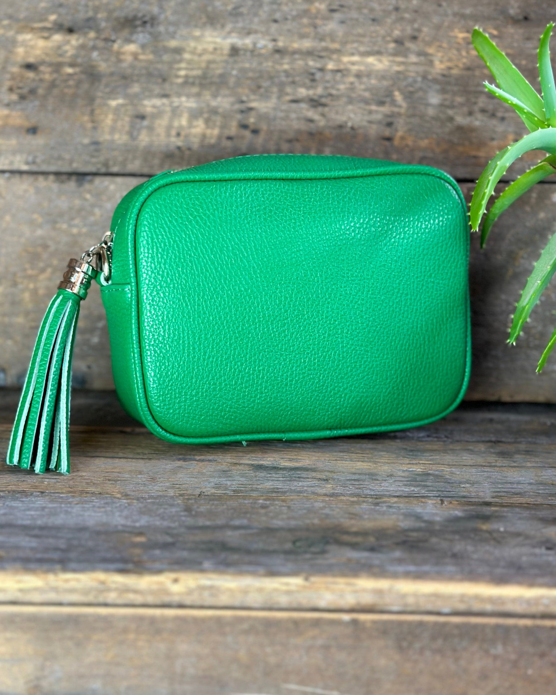 Leather Tassel Bag Leather Tassel Bag - Emerald Green With Silver Finishings