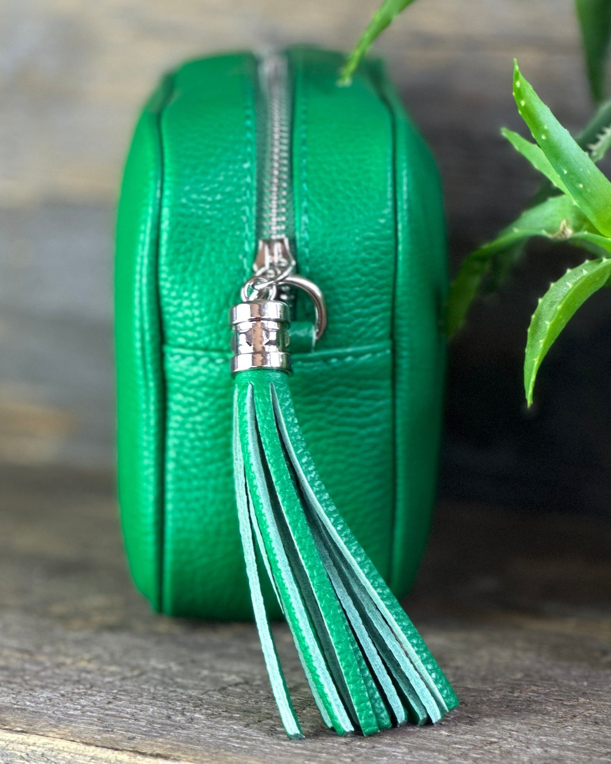 Leather Tassel Bag Leather Tassel Bag - Emerald Green With Silver Finishings