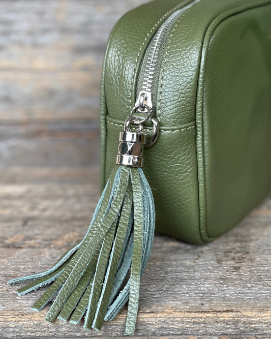 Leather Tassel Bag Leather Tassel Bag - Olive With Silver