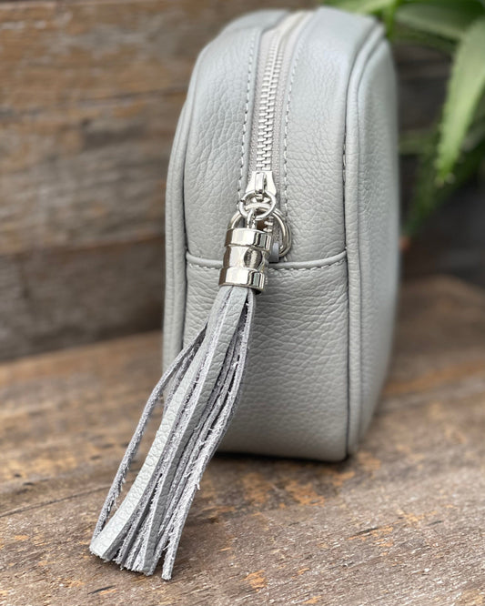 Leather Tassel Bag Leather Tassel Bag - Pale Grey With Silver Finishings