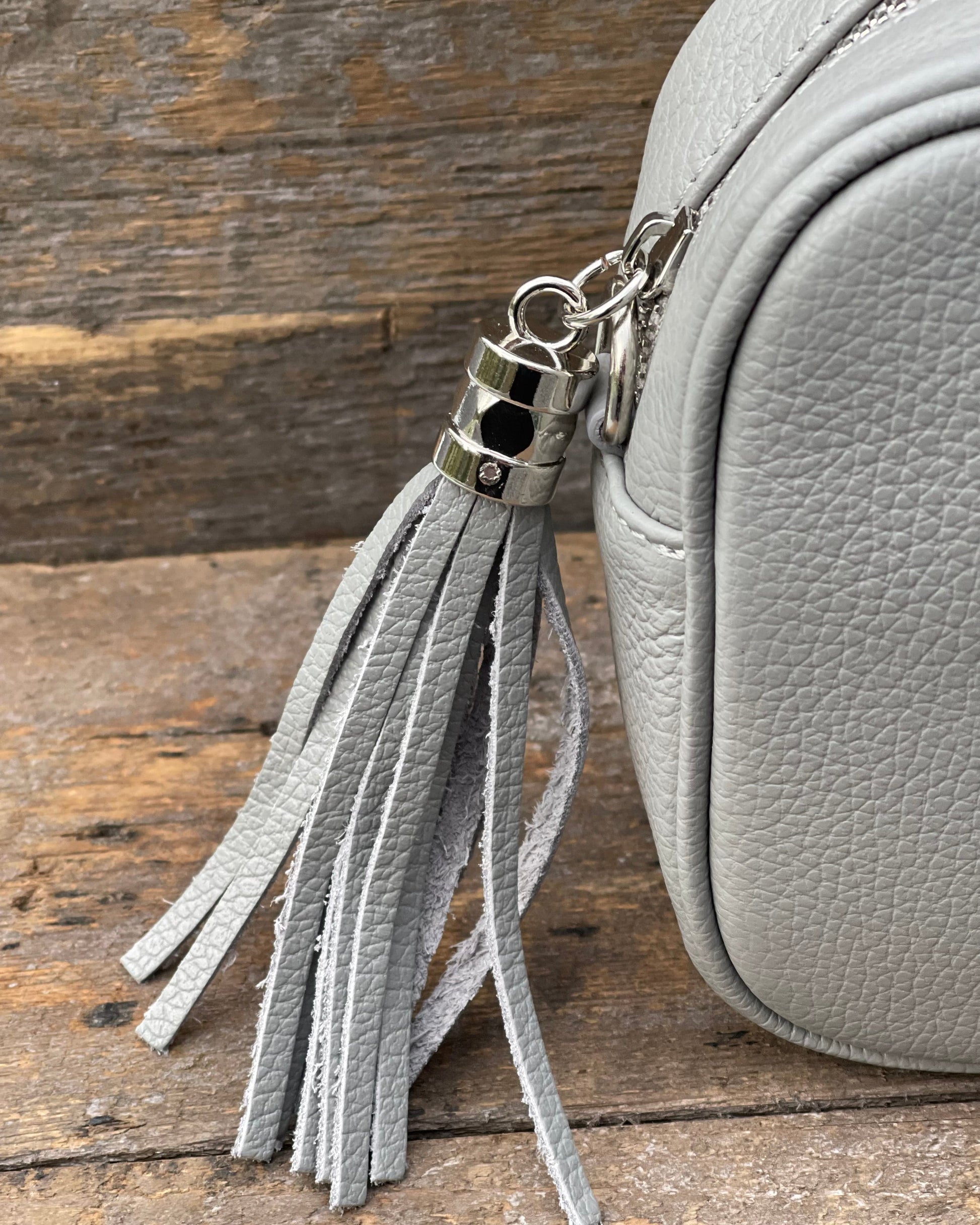 Leather Tassel Bag Leather Tassel Bag - Pale Grey With Silver Finishings