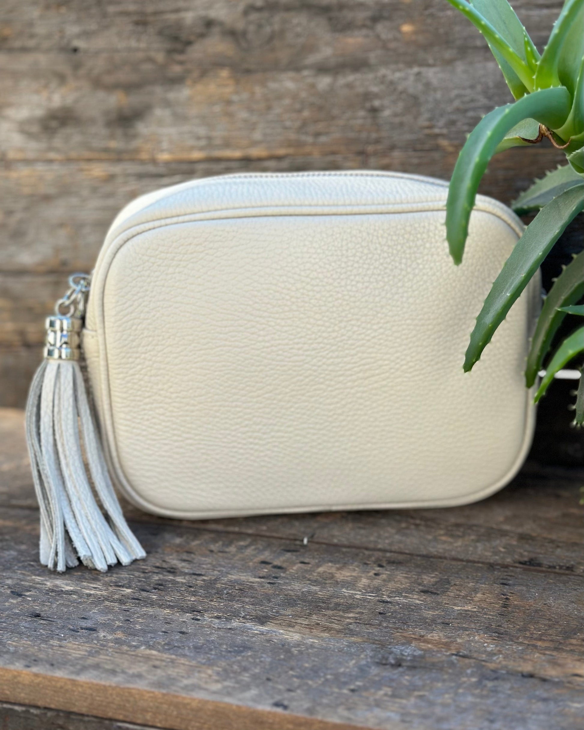 Leather Tassel Bag Leather Tassel Bag - Stone With Silver Finishings