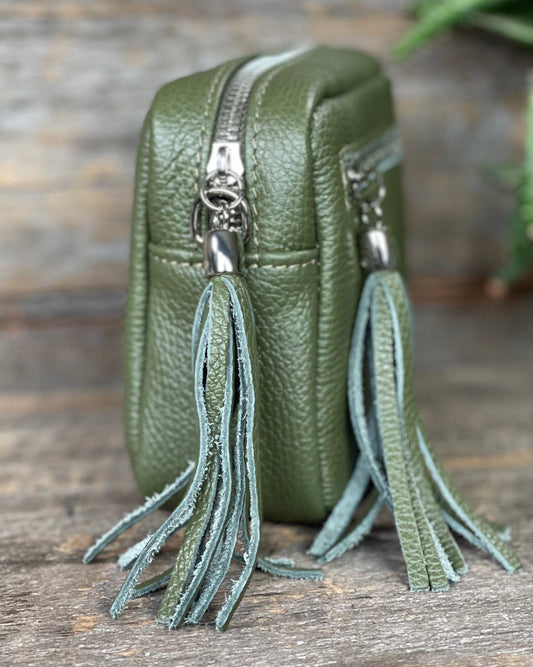 Leather Tassel Bag Leather Tassels Bag - Olive