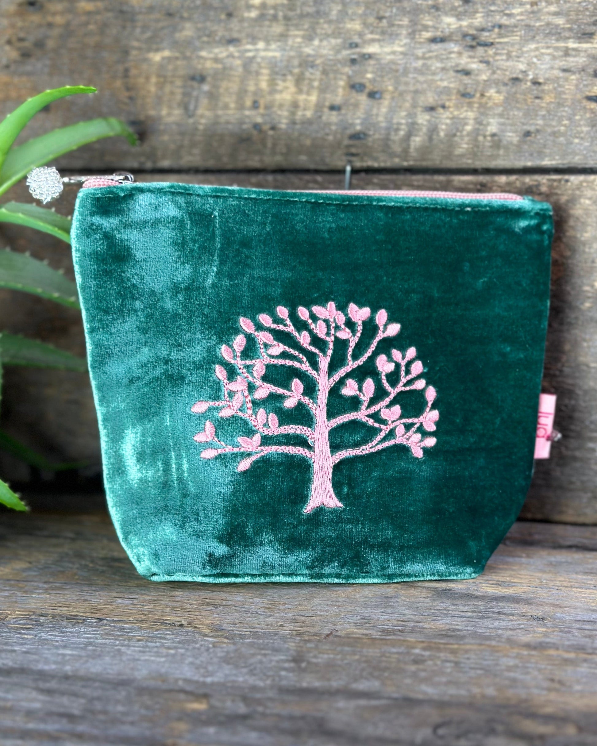 Make up bag Velvet Make Up Bag With Mulberry Tree - Teal