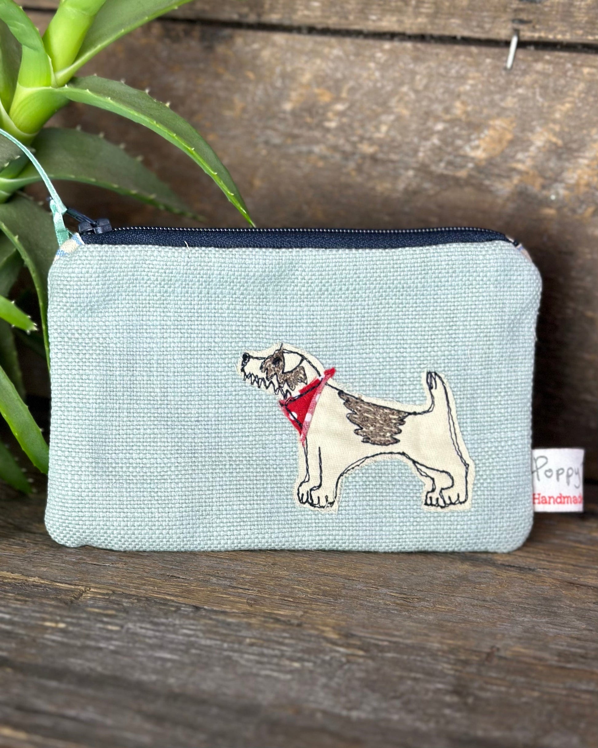purse Little Dog Embroidered Coin Purse - Pale Blue