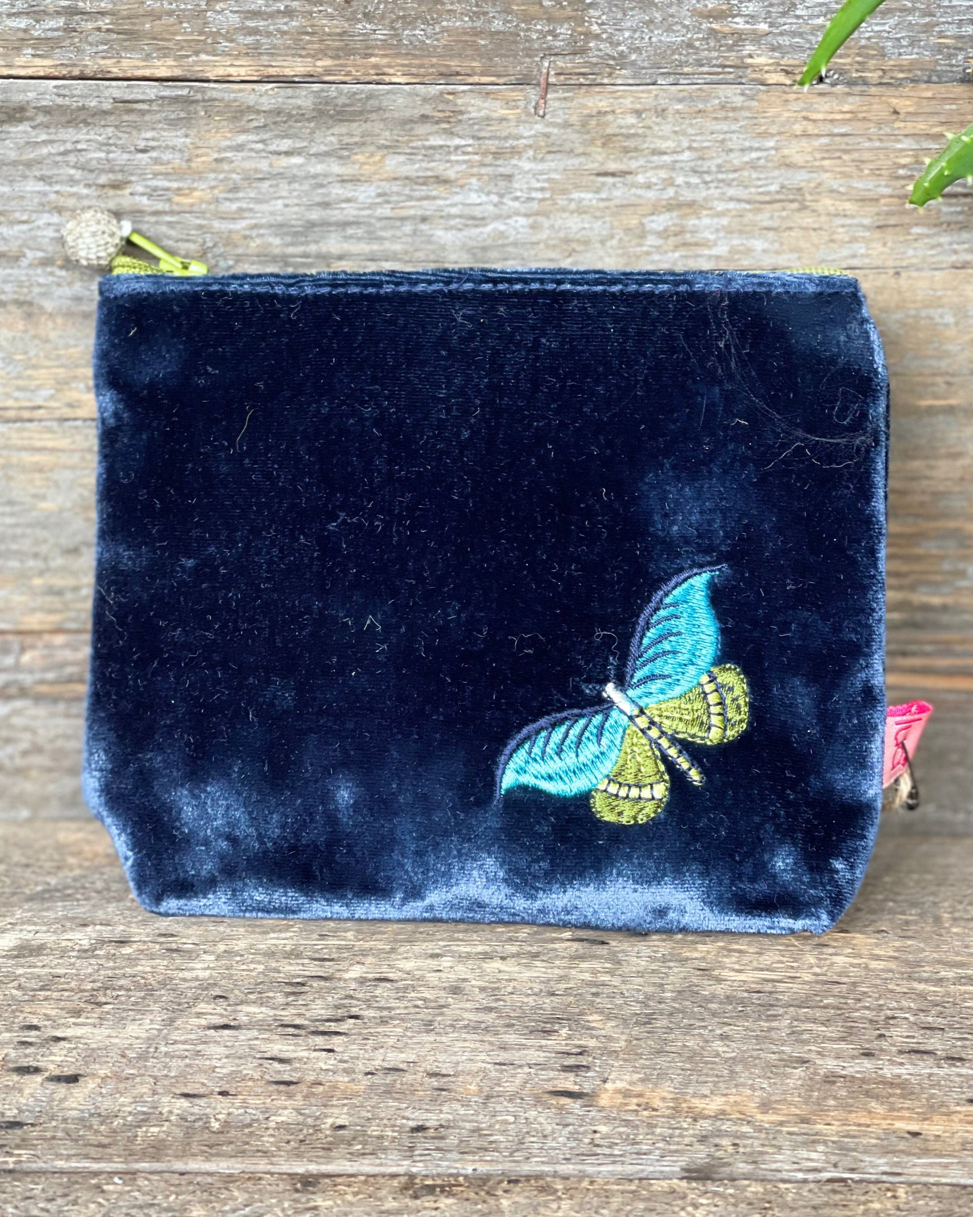 purse Velvet Butterfly Coin Purse - Navy