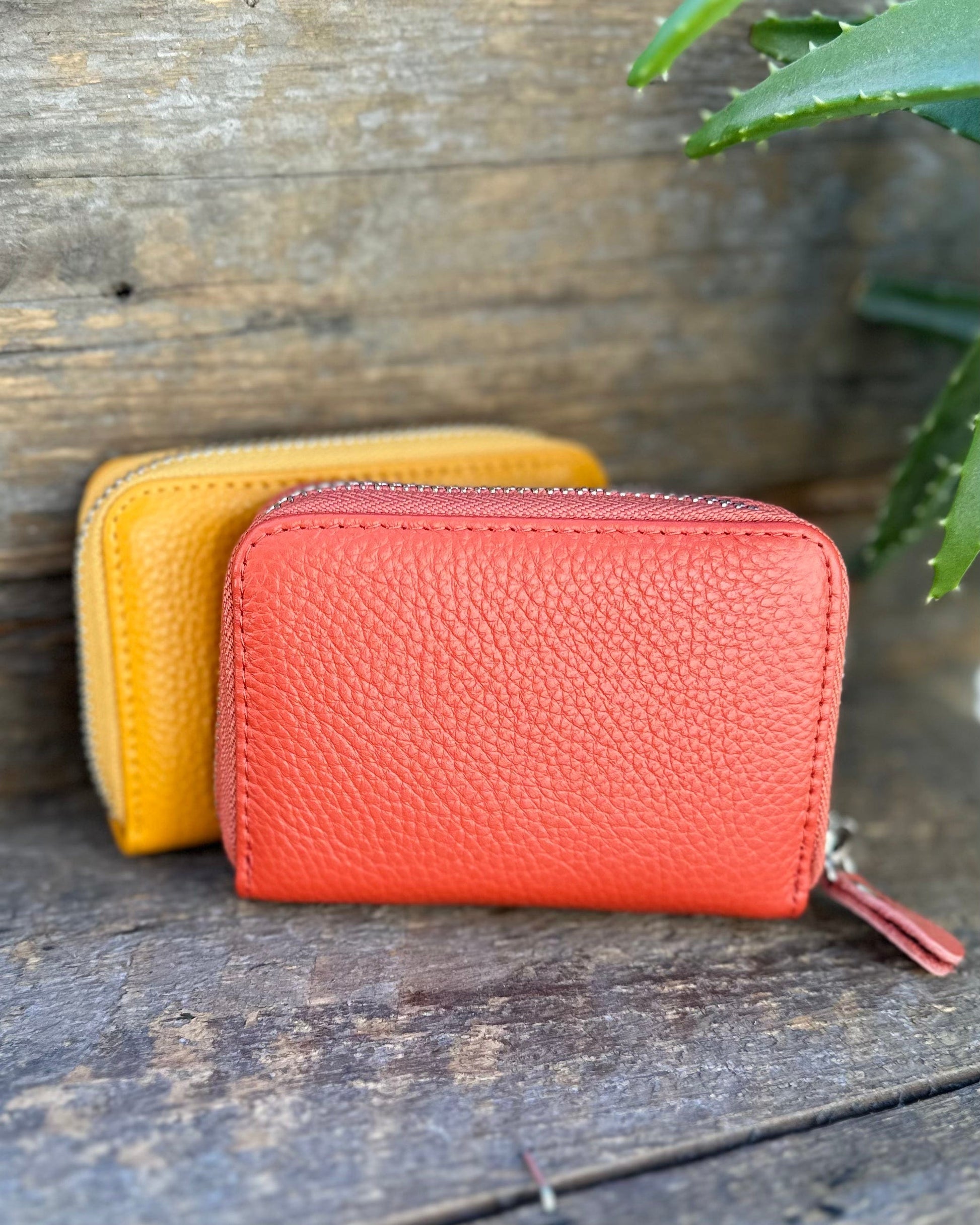 purses Leather Card Holder Purse - Burnt Orange