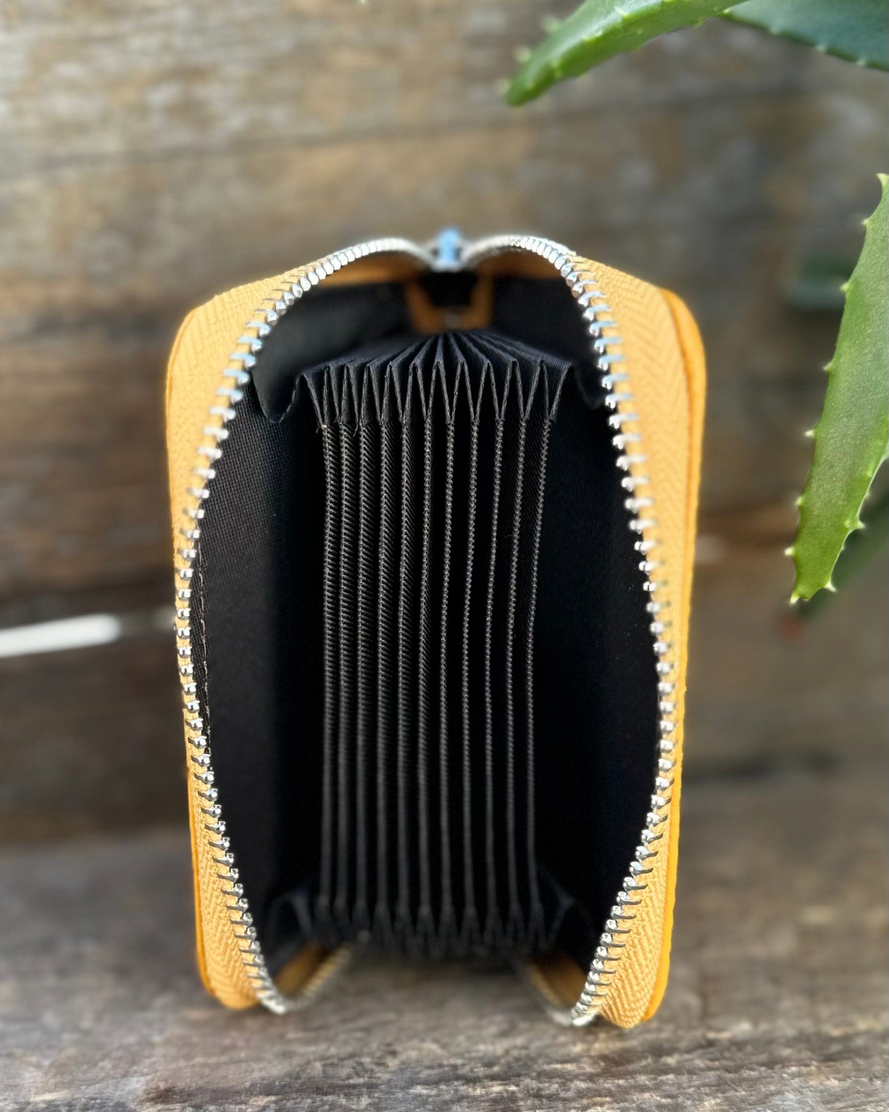 purses Leather Card Holder Purse - Mustard Yellow