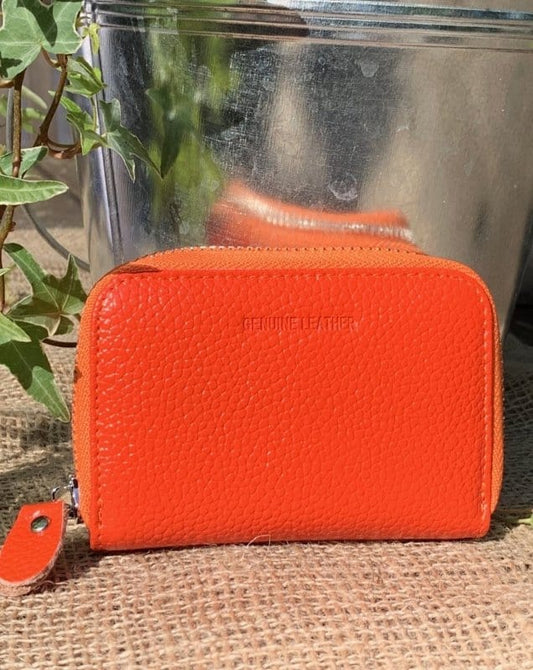 purses Leather Card Holder Purse - Orange