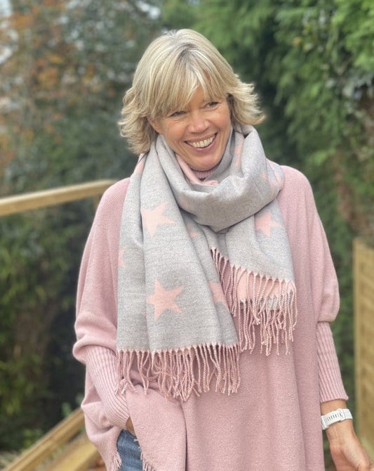 scarf Winter Stars Scarf - Pale Pink/Pale Grey