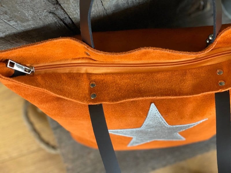 suede bag Leather And Suede Star Tote Bag - Orange